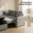 Convertible Sectional Sofa Bed with Storage Ottoman & USB Ports - Beige Chenille Upholstery-245789615