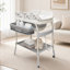 Baignoire pour bébé 2 en 1 avec table à langer, station de changement de couches imperméable et portable, organisateur de chambre de bébé à hauteur réglable avec support de rangement pour tout-petit nouveau-né, motif de chat