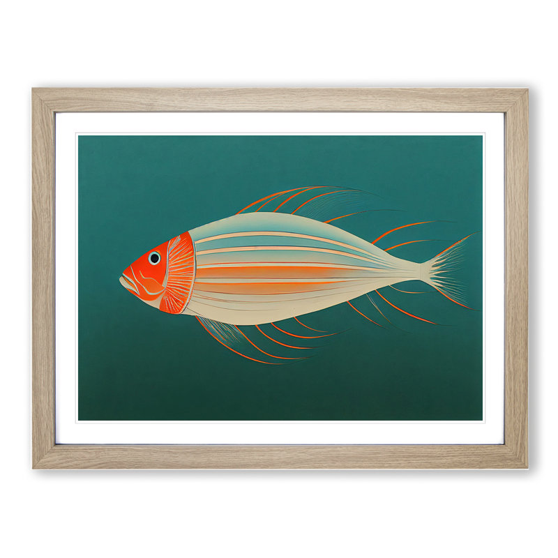 Fish Portrait Vol.2 - Single Picture Frame Print, 34cm H x 46cm W x 2cm D, Oak Framed