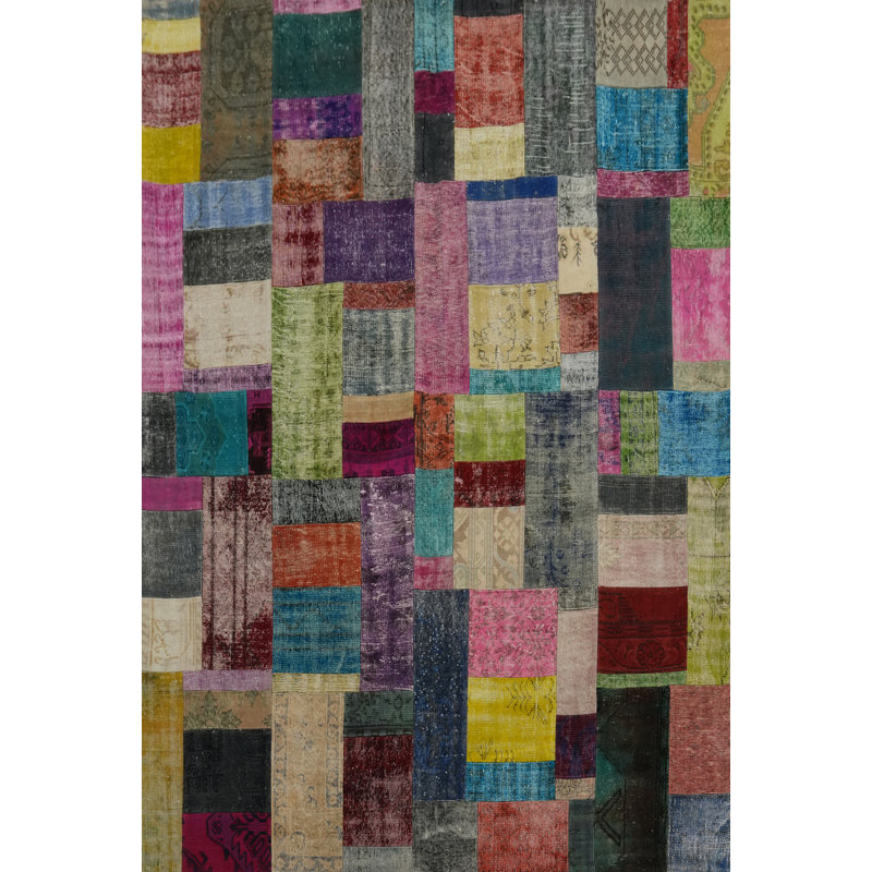 Multicolor Patchwork Distressed Area Rug 8x10