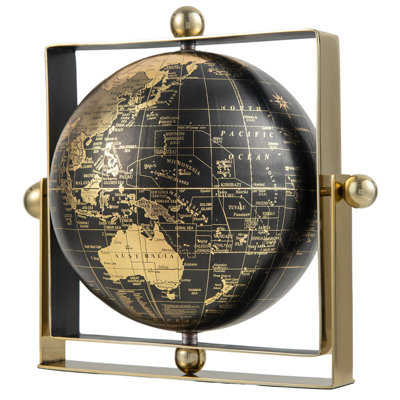 Gymax Geographic 720° Swivel World Globe W/ Clear Printing Square Frame Desktop
