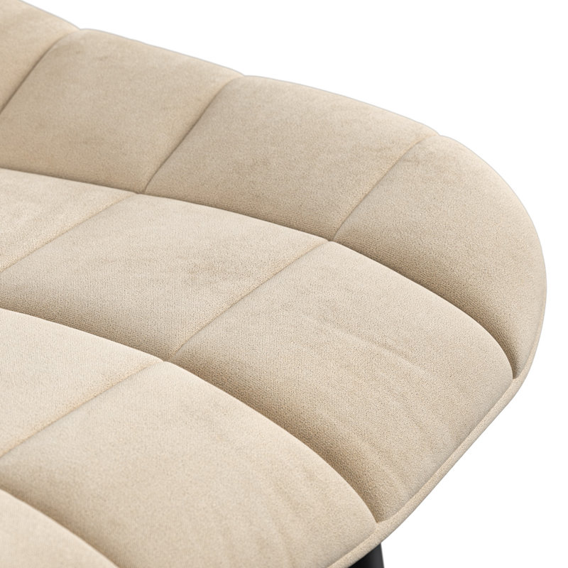 Bierman 45cm H Velvet or Faux Leather Upholstered Dining Chair, Black Metal Legs, Set Of 6, Beige Velvet