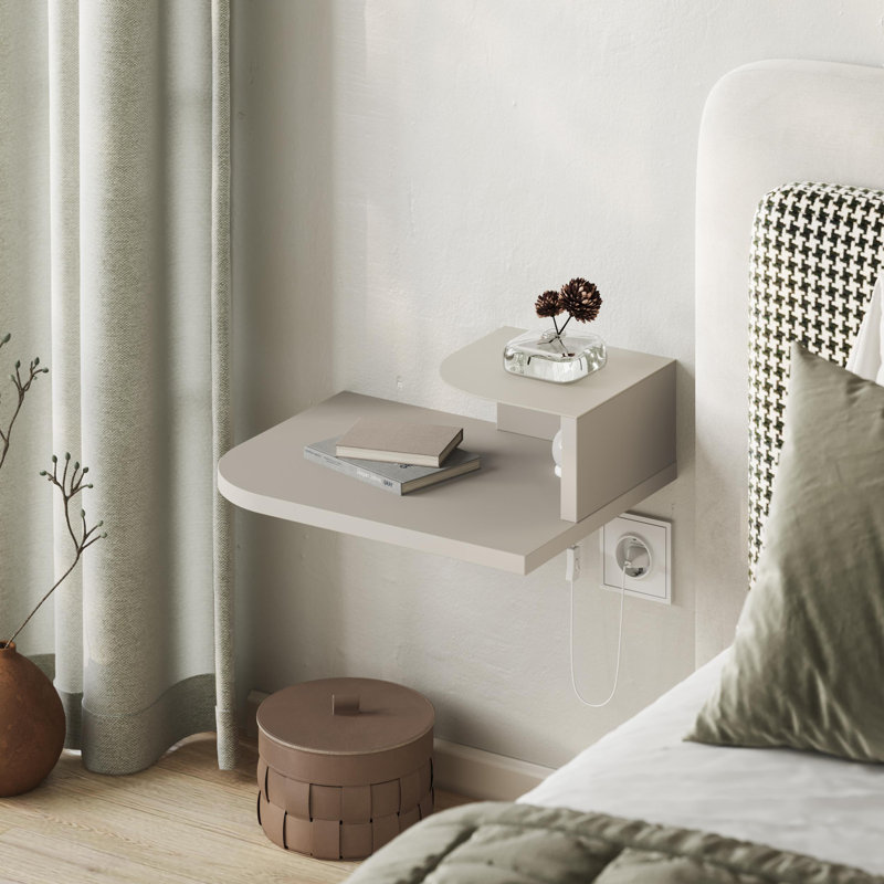 40cm W Manufactured Wood Bedside Table, Sandstone