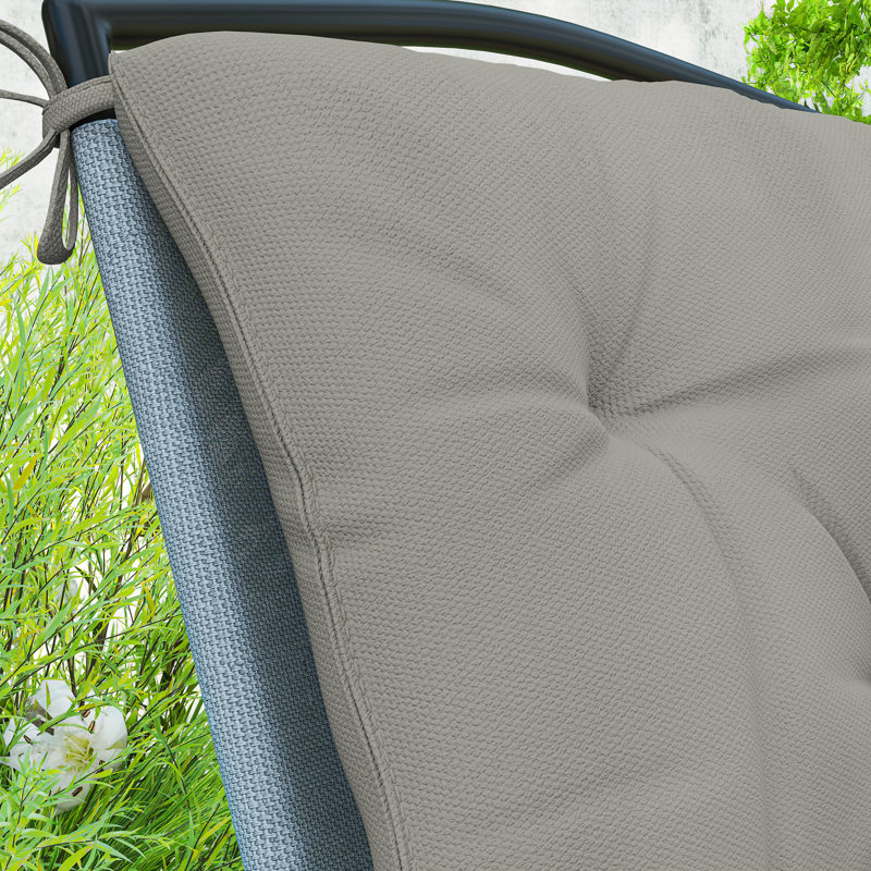 Outsunny Set of 2 Garden Chair Cushions Pad 50W x 98L x 8D cm, Light Grey