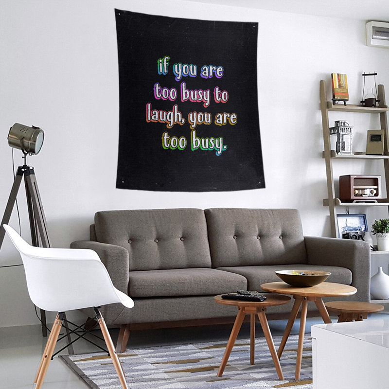 Tapisserie tableau noir en polyester «Make Time for Laughter», H 104 po x l 88 po, Arc-en-ciel