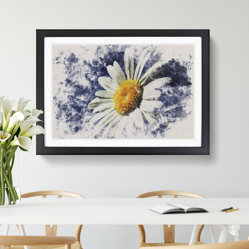 White Daisy Vol.5 - Picture Frame Graphic Art, Black Framed, 65cm H x 90cm W x 2cm D