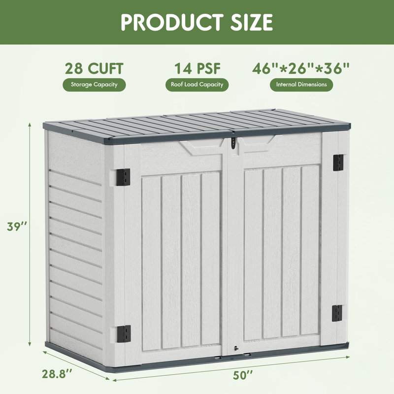 4 ft. W x 2 ft. D Resin Horizontal Garbage Shed