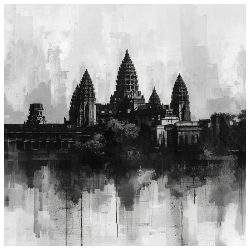 Tapisserie murale Angkor Wat, H 50 po x l 60 po avec 4 œillets