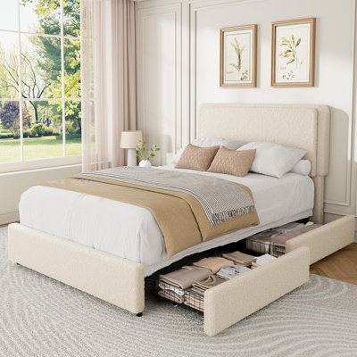Teddy Fleece Thick Upholstered Platform Bed