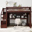 Lit mezzanine simple avec bureau mobile et tablette de rangement, avec escalier de rangement, espresso-1743144539