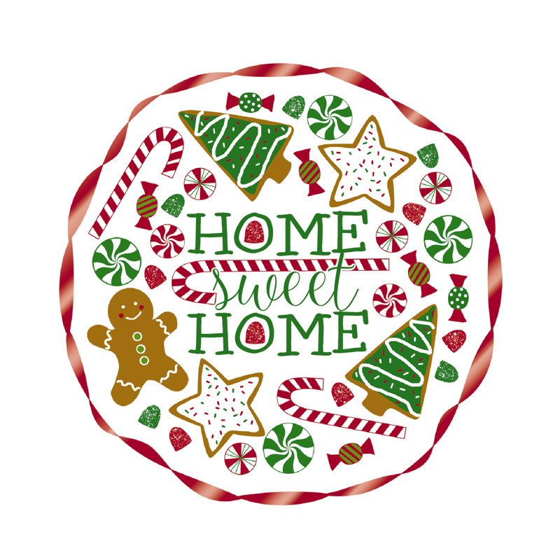 Home Sweets Wreath - Wrapped Canvas Print, 30cm H x 30cm W x 3.8cm D