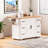 56 Inch Kitchen Island with Drop Leaf, Power Outlet, Shelves, and Drawers, Perfect for Modern Kitchens and Dining Rooms-171134947