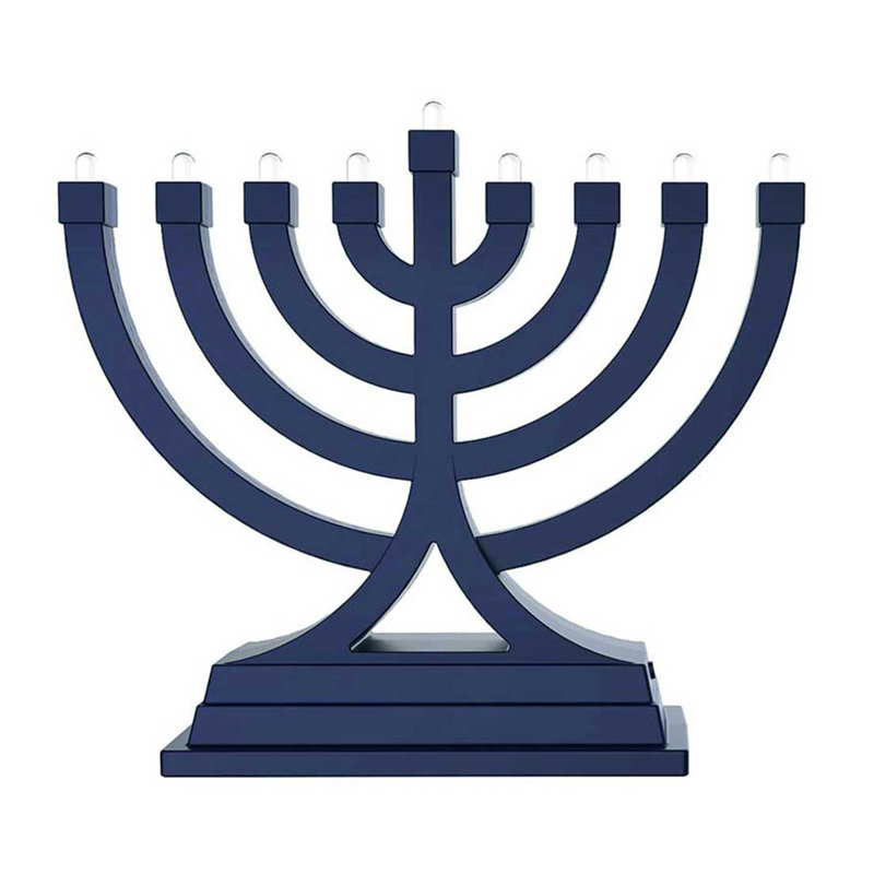 La mini menora ou la USB alimentée par piles Holiday Aisle® - Plusieurs réglages de lumière avec bouton-poussoir (bleu)