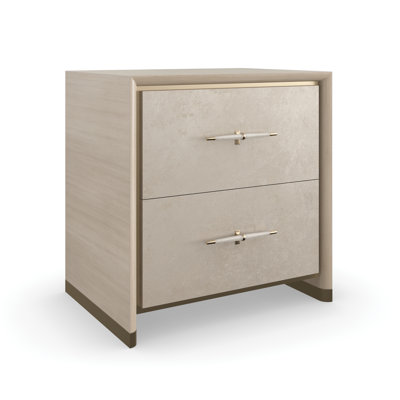 Dream Chaser 26" Wide 2 - Drawer Nightstand in Dry Martini/Winter Frost/Brushed Gold