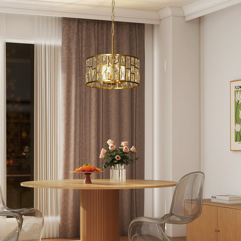 Crystal, Glass Flush Mount, Gold Tone