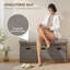 Banc à chaussures avec assise coussinée, 3 tiroirs en tissu, gris délavé-906684411