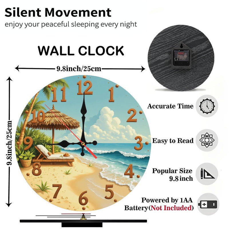 Horloge murale plage tropicale