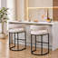 Ensemble de 2 tabourets de bar en cuir de polyuréthane blanc avec pieds en métal, siège d'une hauteur de 29 po, pour îlot de cuisine-205083790