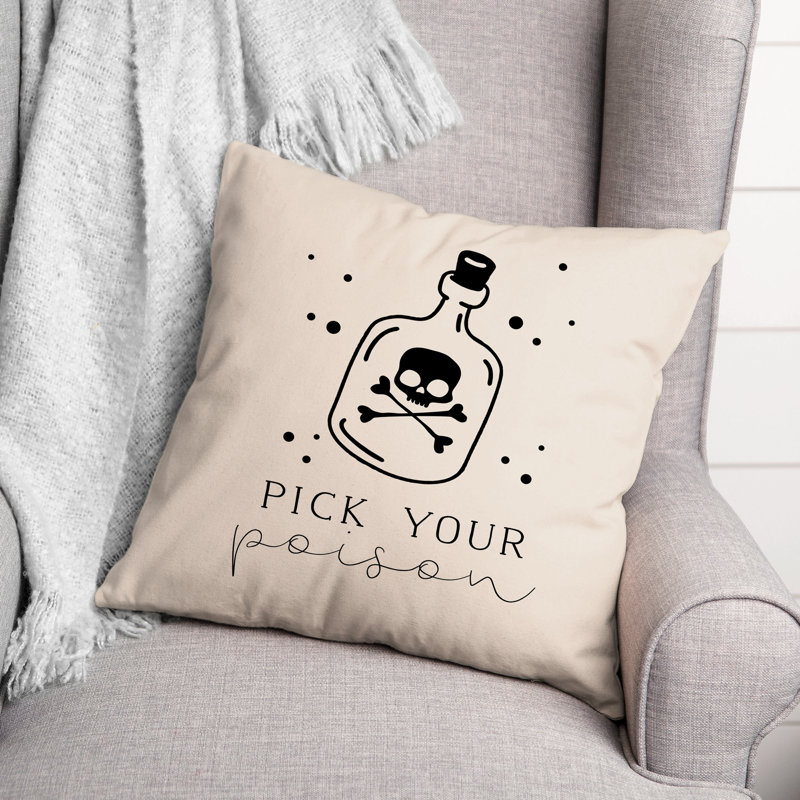  Pick Poison Bottle Cream Throw Pillow, 20" x 20"