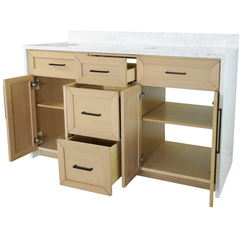 Ensemble de meuble-lavabo double 60 po Akalya, Blond