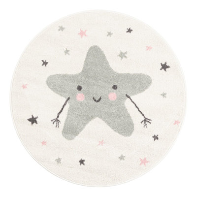 Whimsy Round Machine Woven Polypropylene Plastic Rug