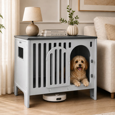 Modern Dog Crate Furniture, Easy Clean HDPE Dog Kennel Indoor for Small and Medium Dogs, Keep Fresh Sturdy Durable End Side Table Furniture Style Dog Crate