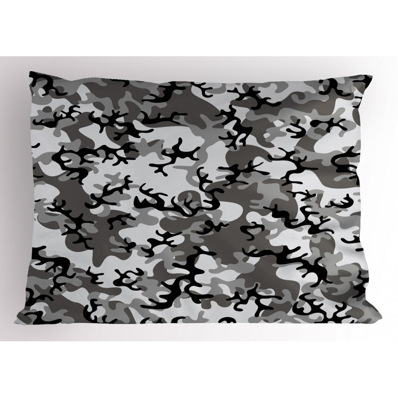 Black/Gray Polyester Microfiber Piece Sham, Twin