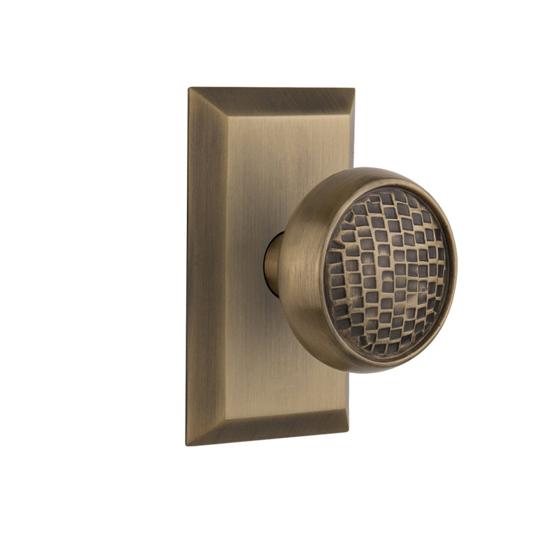 Studio Plate with Craftsman Door Knob, Antique Brass, 2-3/8"