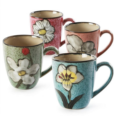 Ensemble de 4 tasses à café 12 oz, va au micro-ondes et au lave-vaisselle, parfait pour la cuisine ou le café