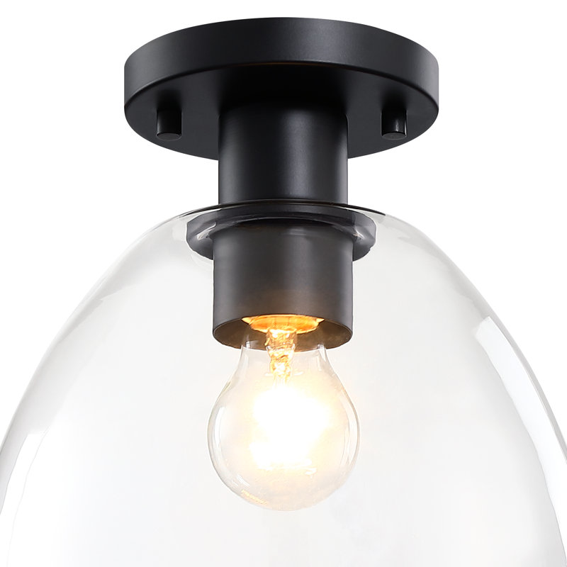 Viveka Glass Semi Flush Mount, Matte Black