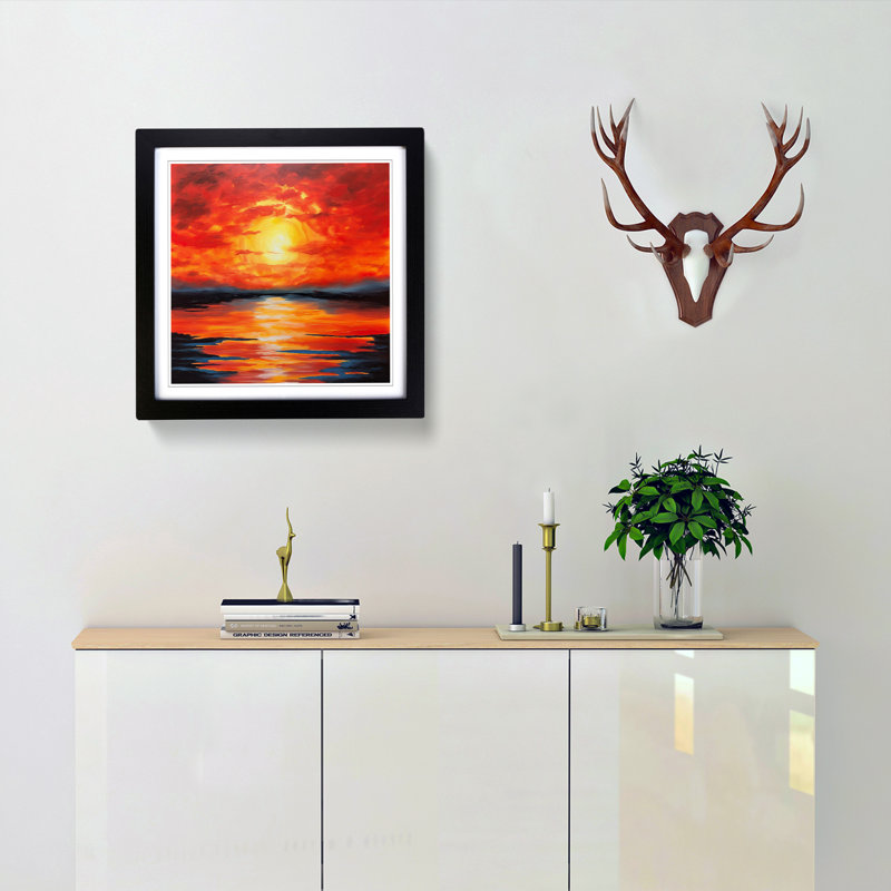 Sunrise No.1 - Single Picture Frame Print on Wood, Black