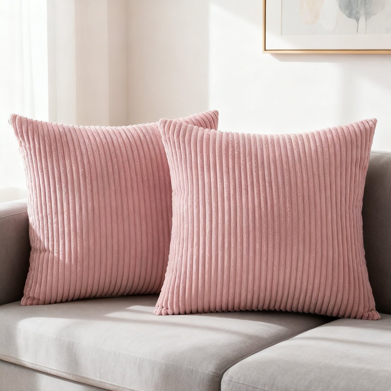 Soft Throw Pillow Cover 18"*18" 2 Pieces, 18"H x 18"W, Pink