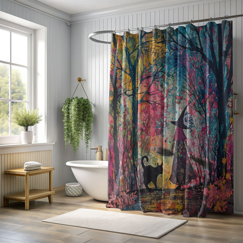 Rideau de douche 1 pièce Forest Enchantment, H 74 po x l 71 po