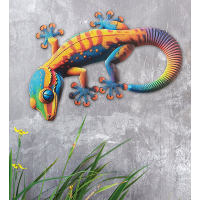 Décoration murale d'intérieur en métal 18 po Burano Gecko - bleu