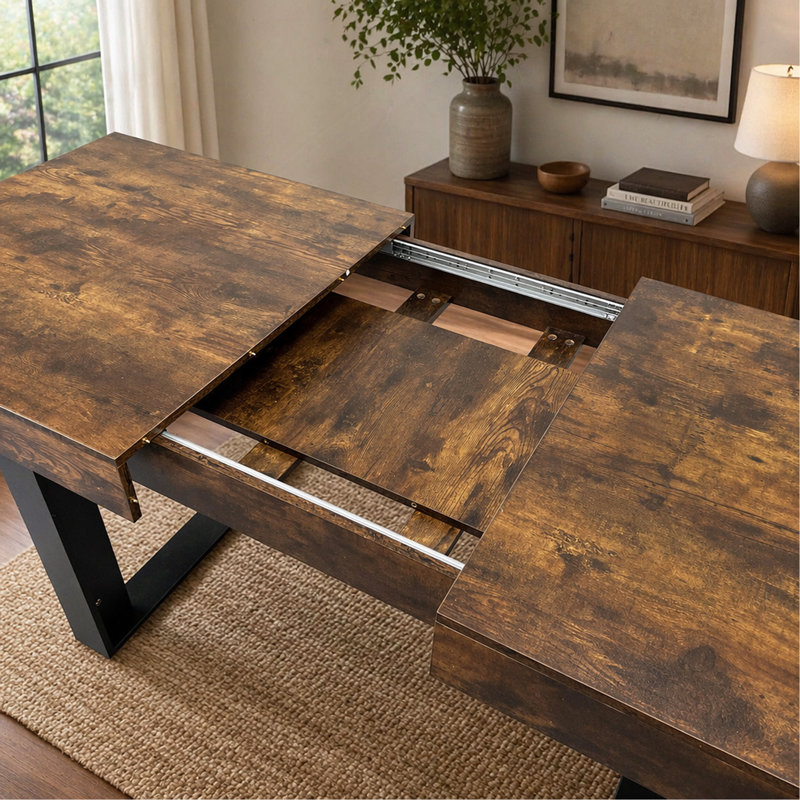Table de salle à manger extensible en bois, table de ferme extensible moderne pouvant accueillir 6 à 10 personnes pour la salle à manger et la salle de conférence