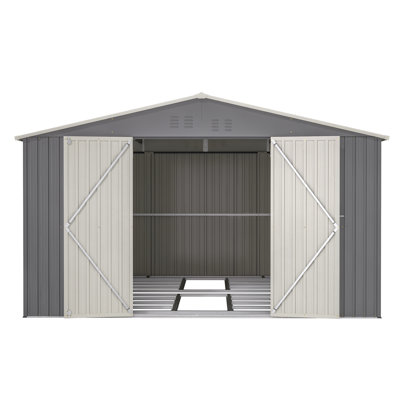 11X13 Ft Metal Storage Shed With Reinforced Floor Frame