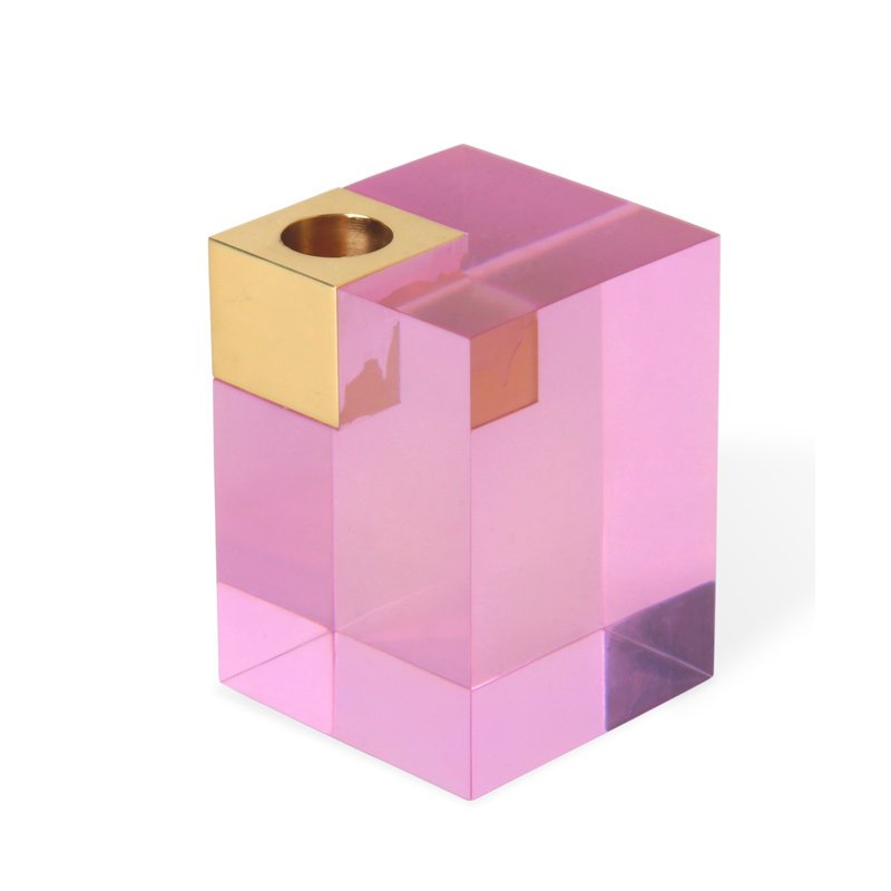 Monte Carlo Candle Holder, Pink, 2.5" H x 3" W x 3" D