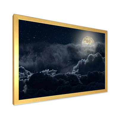 Nuageux nuit de pleine lune - photographie sur toile