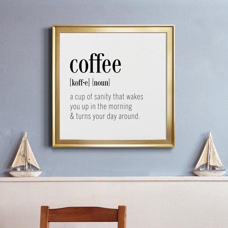 Coffee Définition - cadre photo, art textuel sur toile, H 26,5 po x l 26,5 po x P 1,5 po, Toile avec cadre or