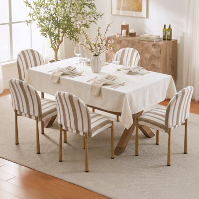 Set of 6 Upholstered Dining Chairs With Metal Legs, Modern Curved Back Side Chairs For Kitchen, Living Room, Office