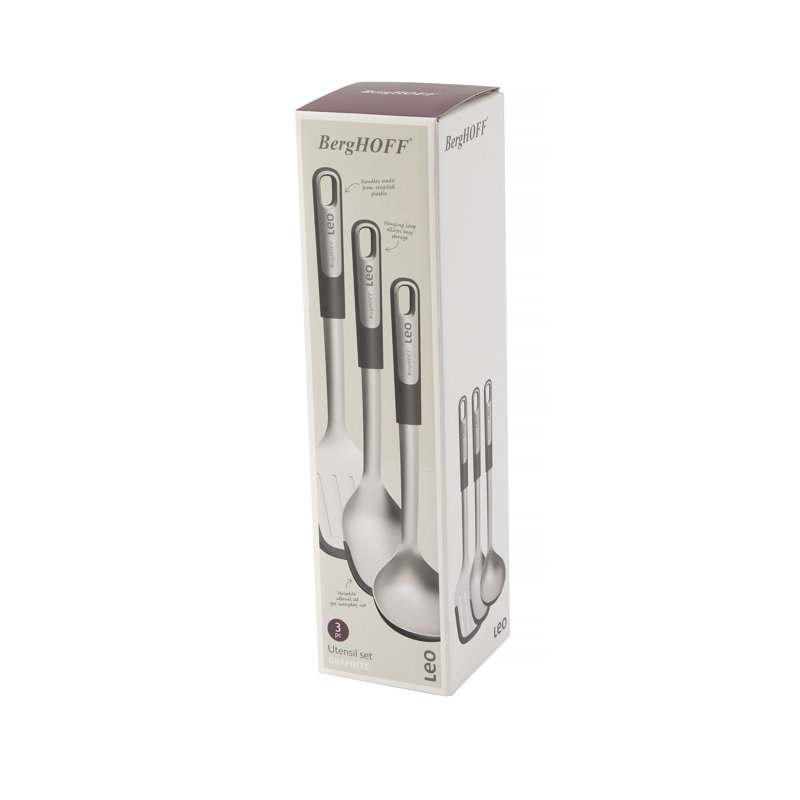 Graphite Stainless Steel 3-Piece Utensil Set with Silicone Heads