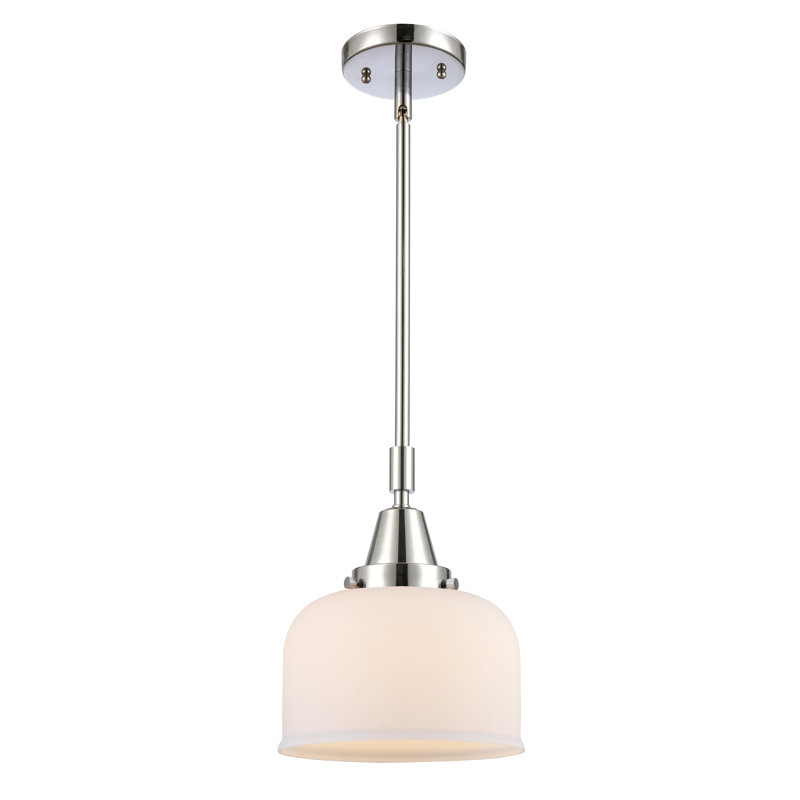 Luminaire suspendu en forme de cloche à 1 lumière Lesher, Blanc mat, H 44,12 po x l 8 po x P 8 po, Chrome poli