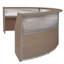 Bureau de réception courbé en plexiglas à trois unités Regence Marque «143,50W x 71D» - chêne noble