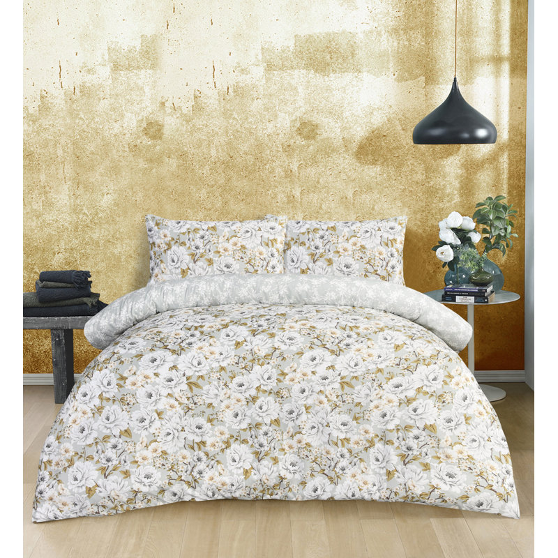 Polyester Floral Duvet Cover, Green Floral, Single Duvet Cover + 1 Standard Pillowcase
