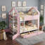 Lit superposé double au-dessus de double avec tablettes, tiroirs de rangement, bande lumineuse à DEL intégrée-132923490