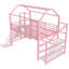 Lit en métal Fun Slide & Loft; Conception de maison rose; Idéal pour les chambres d'enfants; Avec escalier et tablettes de rangement