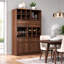 Buffet moderne en noyer avec casier à vin 12 bouteilles et 2 tiroirs, meuble de rangement pour boissons dans la salle à manger