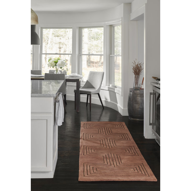 Orlie Hand Tufted Wool Geometric Indoor Rug, Runner 2'6" x 8', Brown