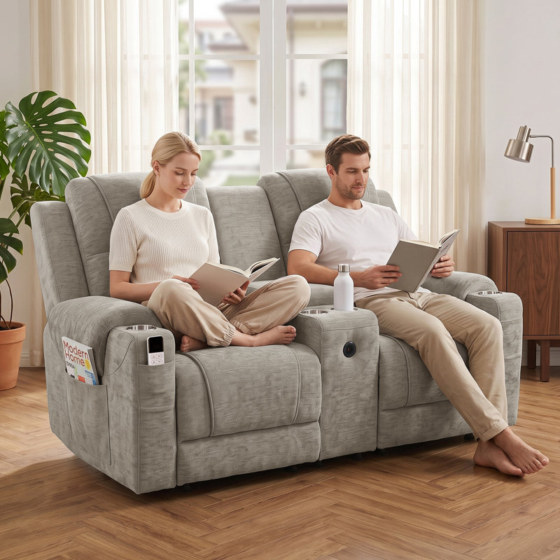 Canapé inclinable l 73,6 po pour salon, Causeuse, Beige