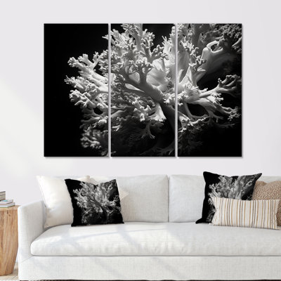 Ensemble de décorations murales noir et blanc Anemone Reef III - Corail sous l'eau